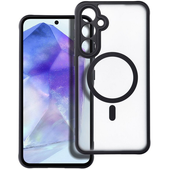 Tok Samsung Galaxy A55-hoz, MagSafe, ERBORD Matt Case, fekete + képernyőüveg