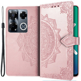 Pattintható tok a Infinix Note 40 Pro Plus, Mandala, rózsaszín rose gold