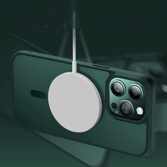 Tok iPhone 11 Pro-hoz, MagSafe, ERBORD Matt Case, zöld + képernyőüveg