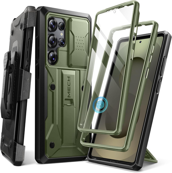 Robusztus tok Samsung Galaxy S25 Ultra készülékhez – Tongate MECH sorozatú klip, fekete