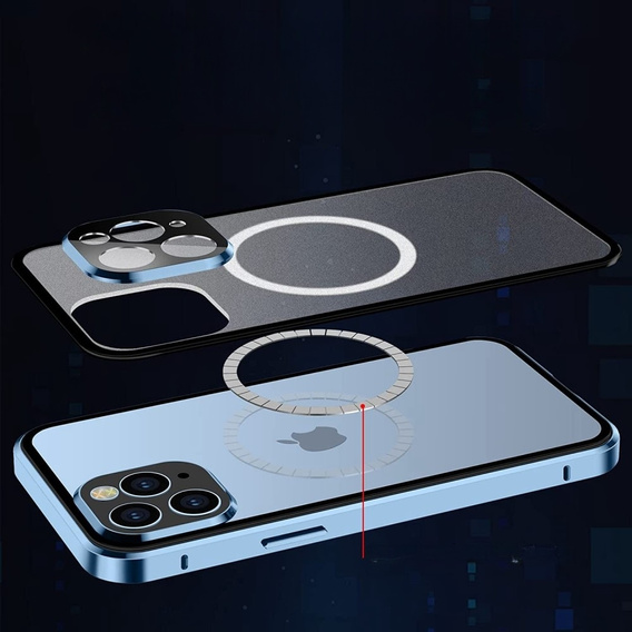 Magnetic Dual Glass MagSafe tok iPhone 13 Pro, kék