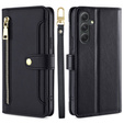 Pattintható tok a Samsung Galaxy A54 5G, Wallet Zipper Pocket, fekete