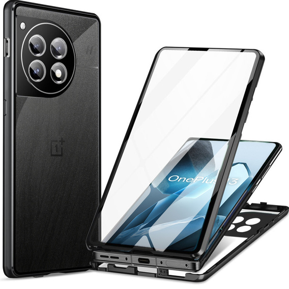 Tok OnePlus 13, Magnetic Dual Glass, fekete