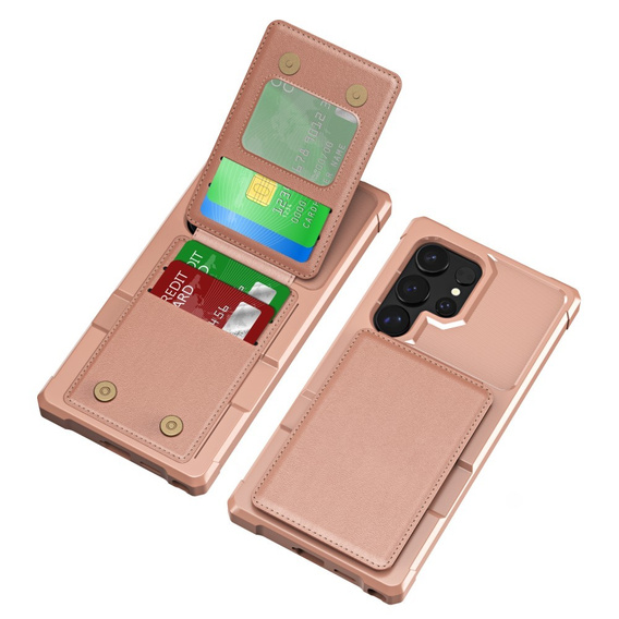 Tok Samsung Galaxy S25 Ultra, Card Holder Kickstand, rózsaszín
