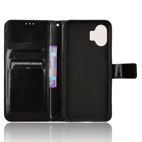 Pattintható tok a Nothing Phone 2, Crazy Horse Wallet, fekete