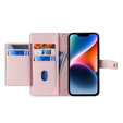 Pattintható tok a iPhone 14, Wallet Zipper Pocket, rózsaszín