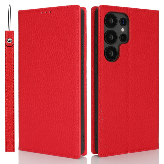 Pattintható tok a Samsung Galaxy S25 Ultra, Litchi Skin Grain, piros