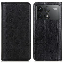 Pattintható tok Xiaomi Poco F6 Pro, Split Leather, fekete