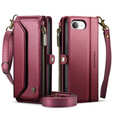 Tok CASEME iPhone16e, RFID Leather Wallet, vállpánttal, piros