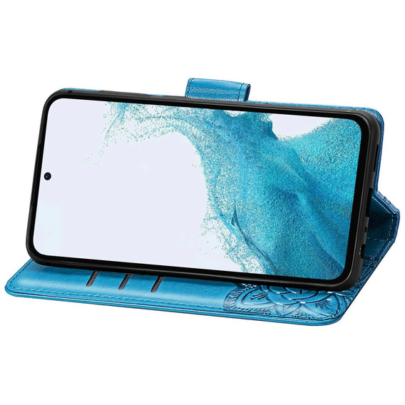 Pántos tok Samsung Galaxy A17 5G, pénztárca, pillangó, kék