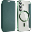 Pattintható tok a Samsung Galaxy S24, RFID Wallet MagSafe CamShield, zöld