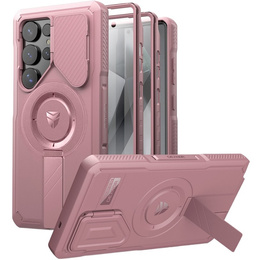 Páncélozott tok Samsung Galaxy S25 Ultra készülékhez, Dexnor CamProtect MagSafe, rózsaszín (Két keret)