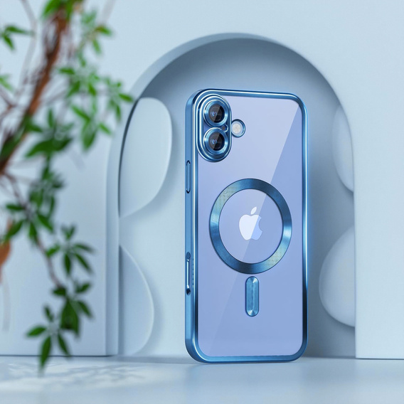 Tok iPhone 16 Plus-hoz, Electro MagSafe, kék + üveg a képernyőhöz