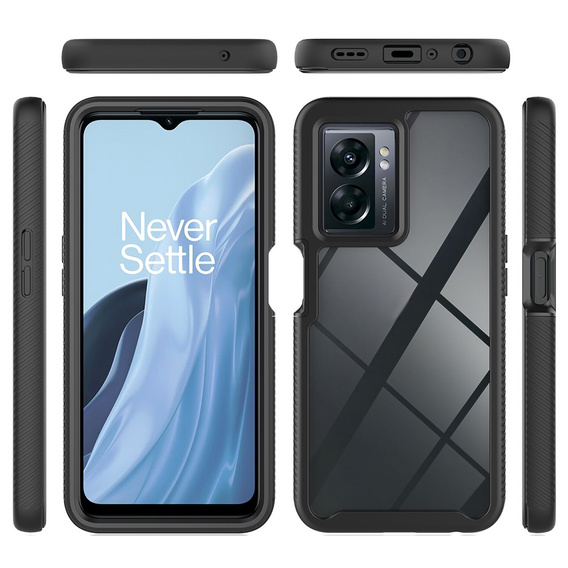 Tok Oppo A57s készülékhez, Shockproof, fóliával, fekete