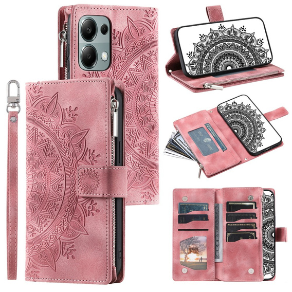 Pattintható tok a Xiaomi Redmi Note 13 Pro 4G / Xiaomi Redmi Note 14S / Xiaomi Poco M6 Pro 4G, Mandala, rózsaszín rose gold