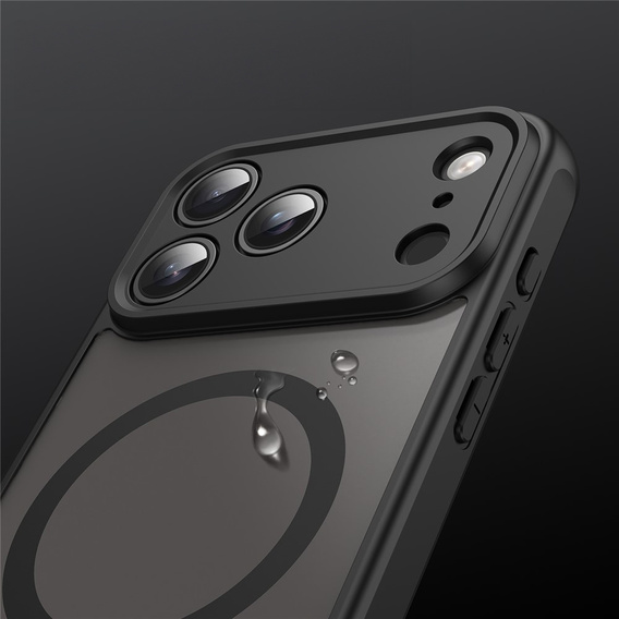 Matt tok iPhone 17 Pro Max készülékhez, MagSafe, kameravédelemmel, fekete