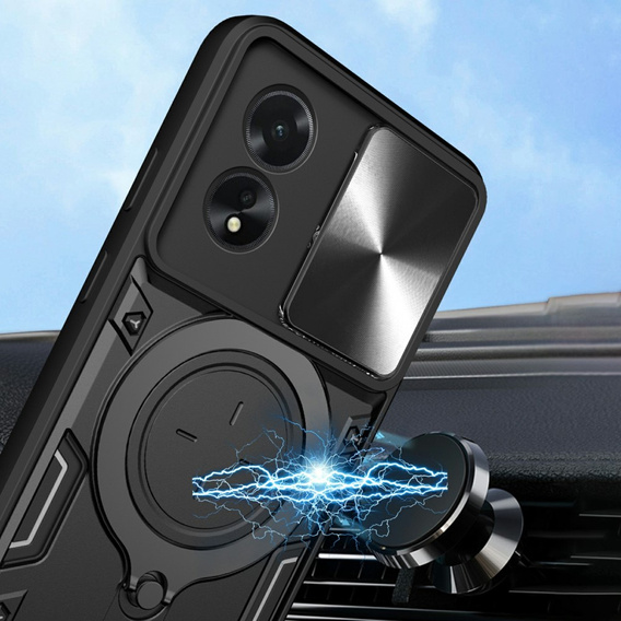 Páncélozott tok Oppo A18 4G / A38 4G, CamShield Slide, fekete