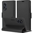 Tok Oppo A18 4G / A38 4G, ERBORD Glossy Litchi, pénztárca patenttal, fekete