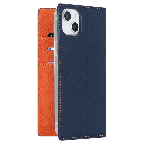 Pattintható tok a iPhone 14 Plus, Litchi Skin Grain, sötétkék