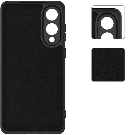 A tok Samsung Galaxy S25 Edge, Silicone Lite, fekete + 9H üveg