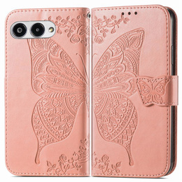 Pattintható tok a T Phone 3 5G, Butterfly, rózsaszín rose gold