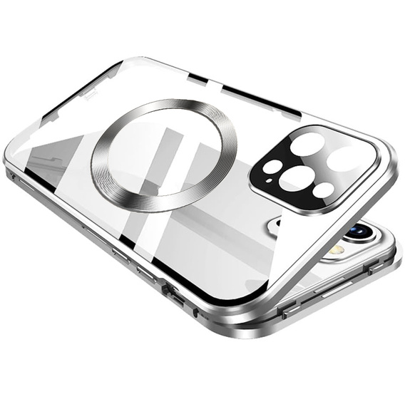 Magnetic Dual Glass MagSafe tok iPhone 16 Pro, ezüst