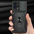Páncélozott tok a Motorola Edge 30 Fusion 5G, Camera Slide Card Slot, fekete