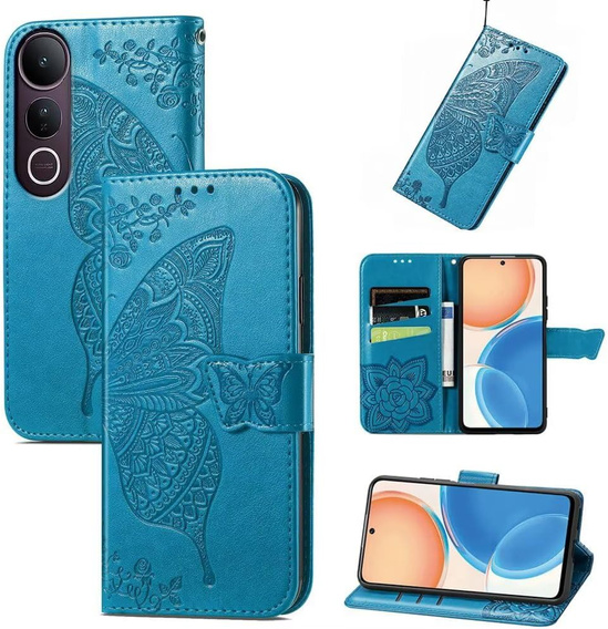 Pattintható tok a Vivo V50 Lite 4G / 5G, Butterfly, kék