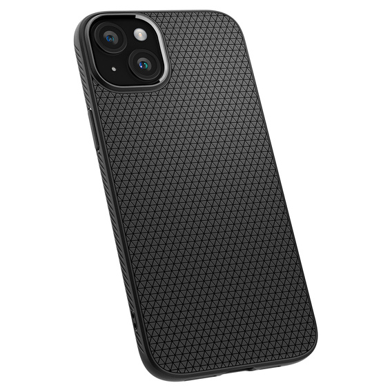 A Spigen tok iPhone 15, Liquid Air, fekete + 9H edzett üveghez