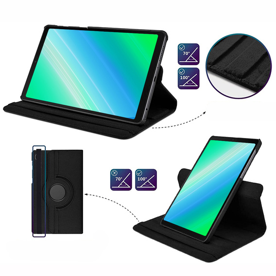 Tok Samsung Galaxy Tab A7 Lite 8.7 T220 / T225 TB330FU 10.95", forgatható 360, fekete
