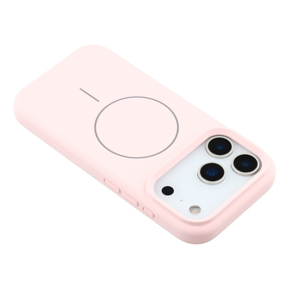 Szilikon tok iPhone 17 Pro Max készülékhez, MagSafe, ütésálló, rózsaszínű