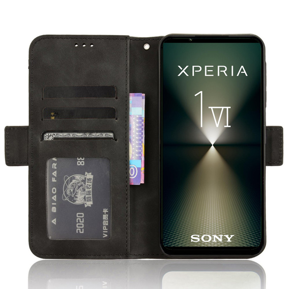 Pattintható tok a Sony Xperia 1 VI, Card Slot, fekete