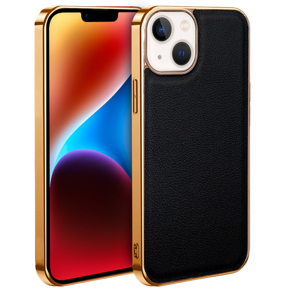 Telefontok a iPhone 14 Plus, Cowhide Leather, fekete