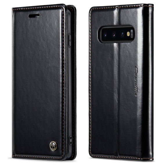 CASEME flip tok Samsung Galaxy S10+ Plus, Waxy Textured, fekete