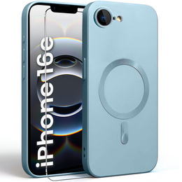 Tok iPhone 16E, ColorMag, MagSafe-hoz, kék + 9H edzett üveg