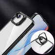 Tok Iphone 16E, Kickstand keret, átlátszó / fekete