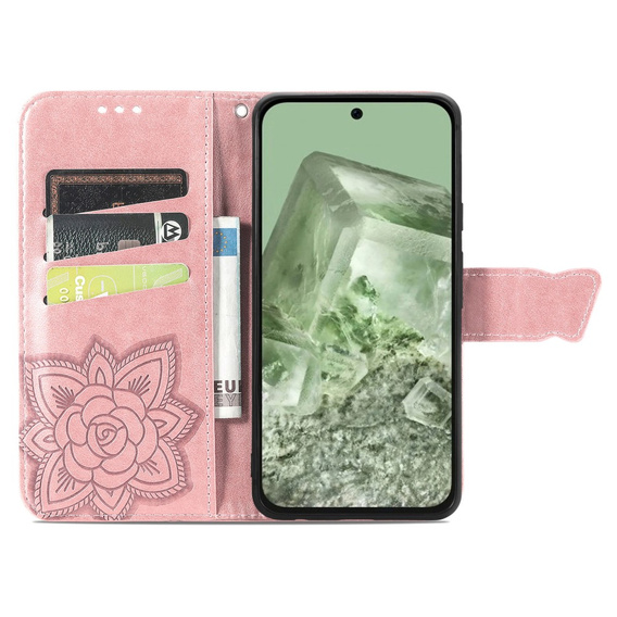 Pattintható tok a Google Pixel 8A, Butterfly, rózsaszín rose gold