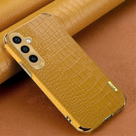 Bőr tok Samsung Galaxy A35 5G készülékhez, Crocodile, sárga