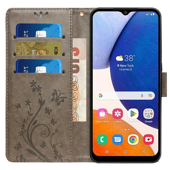 Pattintható tok a Samsung Galaxy A55 5G, Wallet, Butterfly, lila