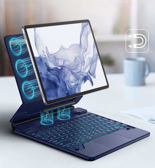 Billentyűzet tok Samsung Galaxy Tab S10+/ S9+/ S8+/ S7+/ S7 FE, Dexnor Magnetic Keyboard Touchpad, kék