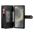 Pattintható tok a Samsung Galaxy S25+ Plus, Wallet Zipper Pocket, fekete