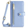 Pattintható tok a Samsung Galaxy M15 5G, Wallet Zipper Pocket, kék