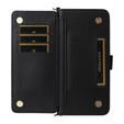 Tok patenttal a Honor 400 5G-hez, Crossbody Leather Wallet, fekete