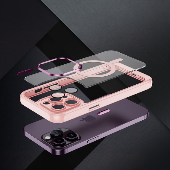 Tok iPhone 15 Pro, ERBORD Impact Guard, MagSafe, rózsaszín