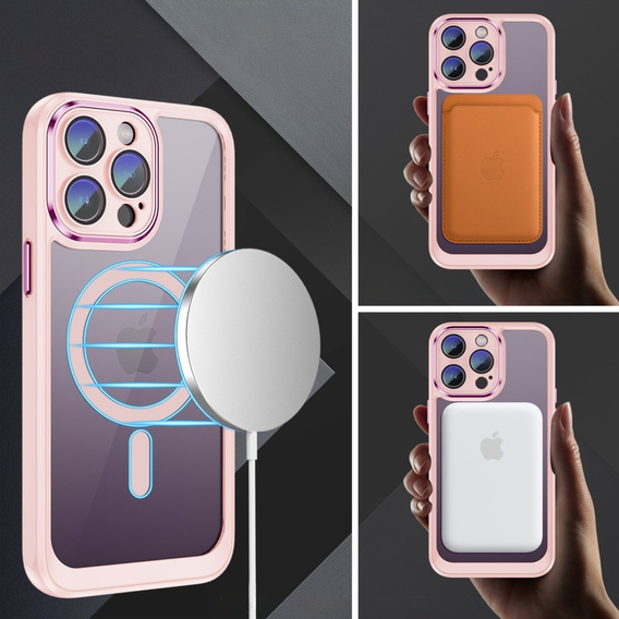 Tok iPhone 15 Pro, ERBORD Impact Guard, MagSafe, rózsaszín