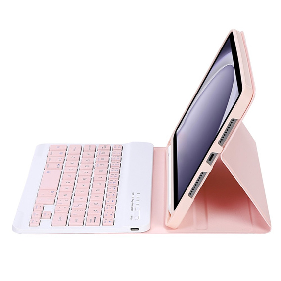 Tok + billentyűzet Samsung Galaxy Tab A9, Leather Pen Slot, rózsaszín rose gold