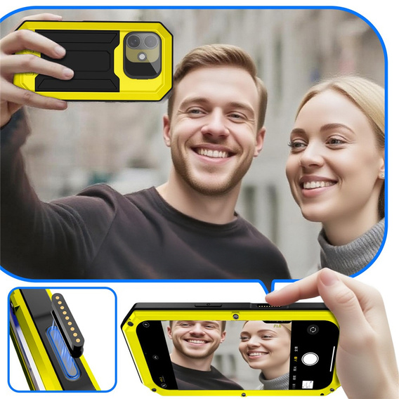 R-JUST páncélozott tok képernyővédővel és állvánnyal iPhone 17-hez