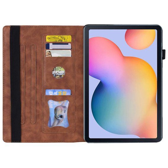 Tok Samsung Galaxy Tab S6 Lite, Classic, tolltartóval, barna