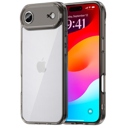 Szilikon tok iPhone Air készülékhez, kemény hátlappal, füstös fekete színben