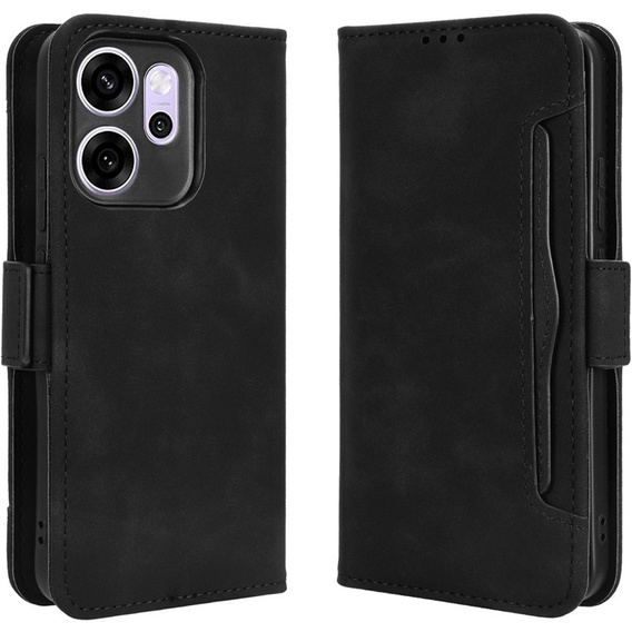 Flap tok Oppo Reno 14F, kártya slot, pénztárca, fekete